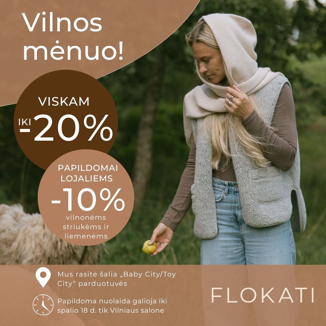 „FLOKATI“ - 20% daugeliui vilnos gaminių
